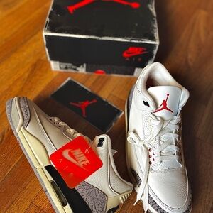 Jordan 3 Nike Air Men's White and Gray Shoes